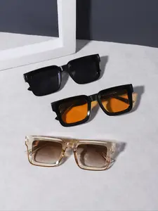 Men's Casual High-Quality Square Frame Sunglasses, Color PC Lenses, Lightweight Durable, Fashionable Daily Wear, Outdoor Activities, Fashionable Frames Sunglasses, Trendy Square Sunglasses