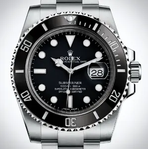 Rolex Steel Submariner Date Watch - Black Dial