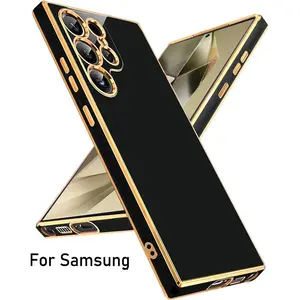 Luxury Plating Frame Phone Case, Solid Color Phone Protective Cover, Phone Accessories Compatible with Samsung Galaxy S25 S24 S23 Ultra Plus Galaxy Note 20 Ultra Galaxy A55 A14 A15 A16 5G, Shockproof