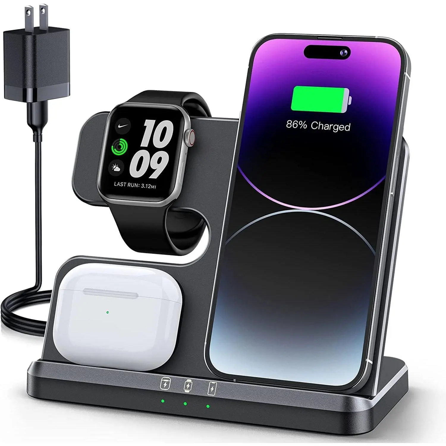 3 in 1  Station for   Charger for  16 15 14 13 12 11 X 8 & for  Watch Charger   Station for Multiple Devices for AirPods 4 3 Pro