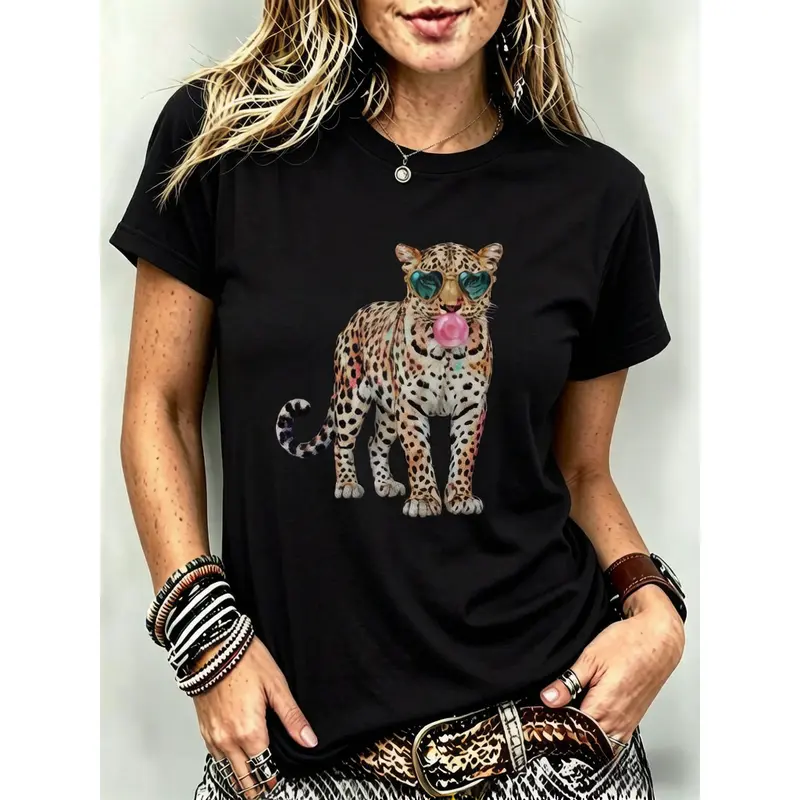 leopard print 8 ball baby tee - TikTok Shop