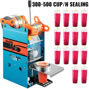 VEVOR Manual Tea Cup Sealing Machine, 300-500 Cups/Hour Manual Bubble Tea Sealing Machine, Blue Bubble Tea Sealing Machine, Suitable for Cups with a Diameter of 90/95mm, Using Heating Technology for Bubble Tea Cups