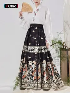 Women's traditional Chinese Hanfu - imitation embroidered gold woven floral skirt, exquisite Chinese design