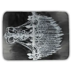 360 stand Modern Rectangle Plush Foam Bath Mat - 17x24 in, Absorbent, Glam Chandelier Design, Blue Still Life Home Bathroom Decor Accessory