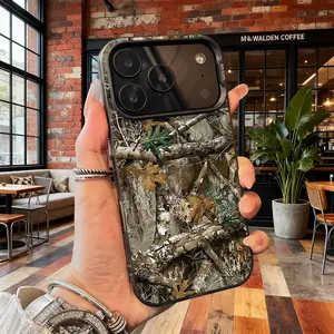 Cool Woodland Camouflage Nature Pattern Aesthetic Design Case for iPhone 17 16 15 14 Pro Max 13 12 11 XR XS Plus Air Slim Shockproof Anti Drop Protective Durable TPU PC Cover