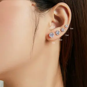 Silver Platinum Plated Round  Earrings