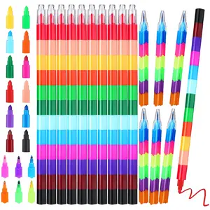 6/12 pieces; Crayon Building Blocks, Multi-Color Stacking Crayons, Rainbow Pencils, Children's Party Little G, Painting School Office Supplies Party Giveaways