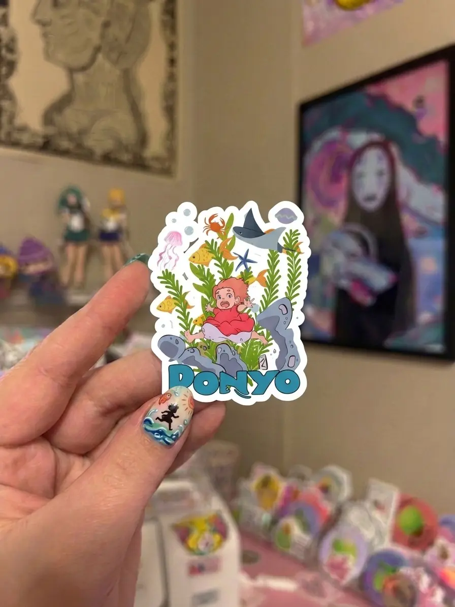 Ponyo Ghibli Sea World Sticker, Studio Ghibli Anime Sticker, Howls Moving Castle Sticker