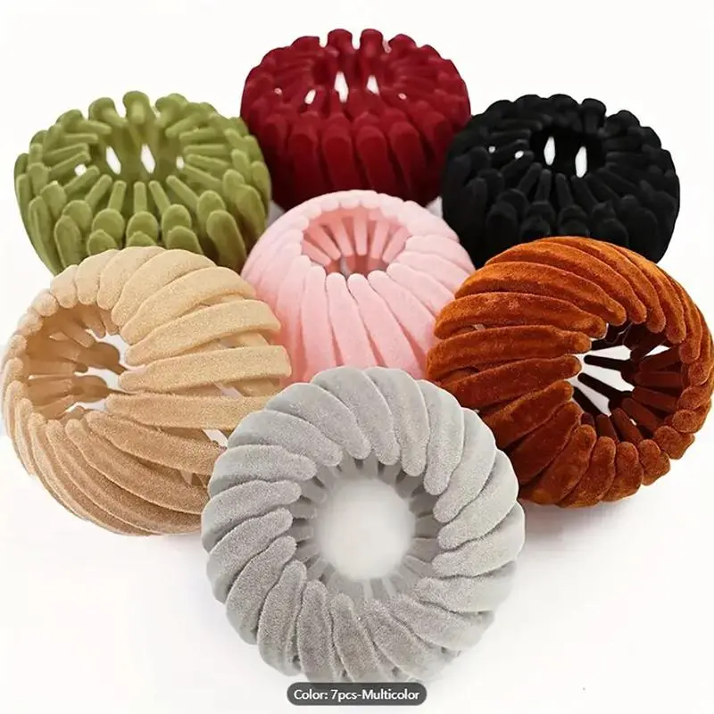 Women's 7pcs Matte Bird Nest Hair Claw Clips, Expanding Bun-Making Tools & Accessories for Women, Assorted Colors Hair Accessories