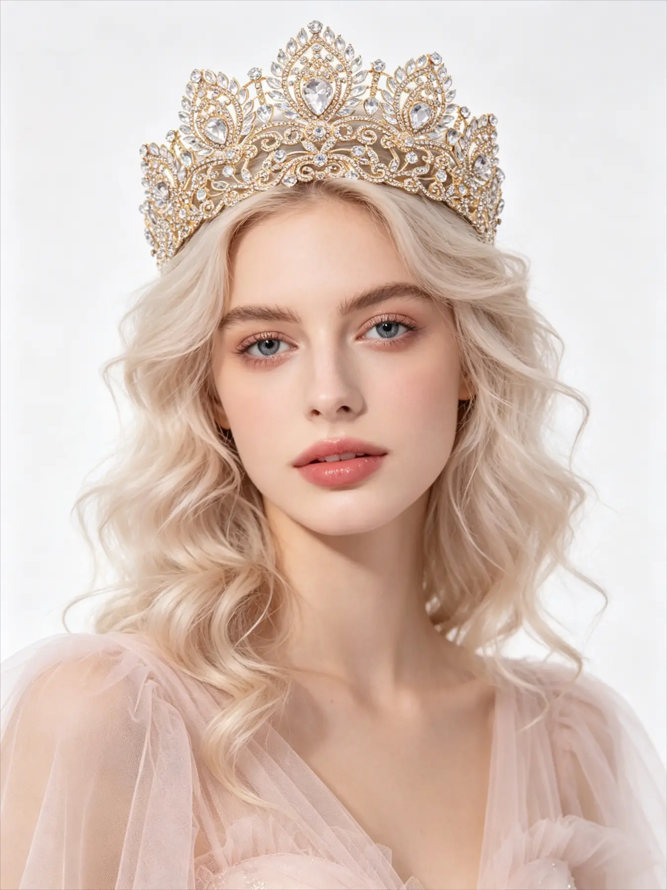 Elegant and exquisite diamond-encrusted wedding crown, new style bridal headpiece for ceremonies, fashion shows, and award ceremonies, Tiaras