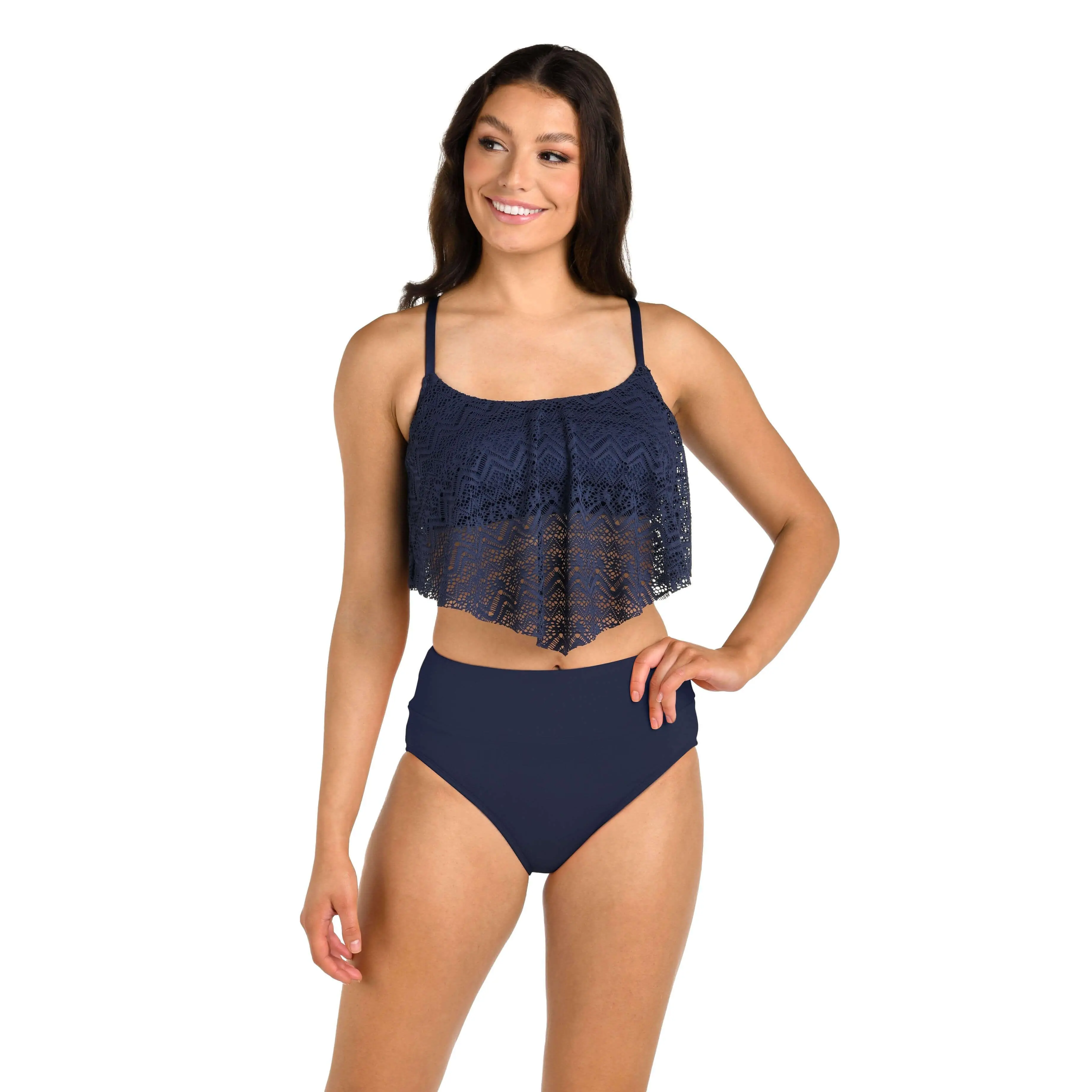 24th & Ocean Cecily Crochet Handkerchief Flounce Midkini Top - FINAL SALE
