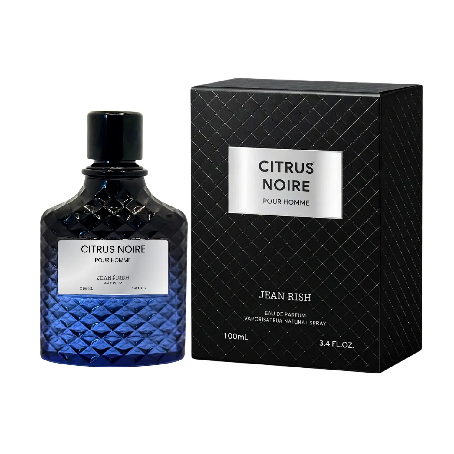 Citrus Noire, Jean Rish, Eau De Parfum for Men 3.4 Fl Oz – Citrus Vanilla Leather Cologne with Sandalwood & Cedar – Long Lasting Evening Scent