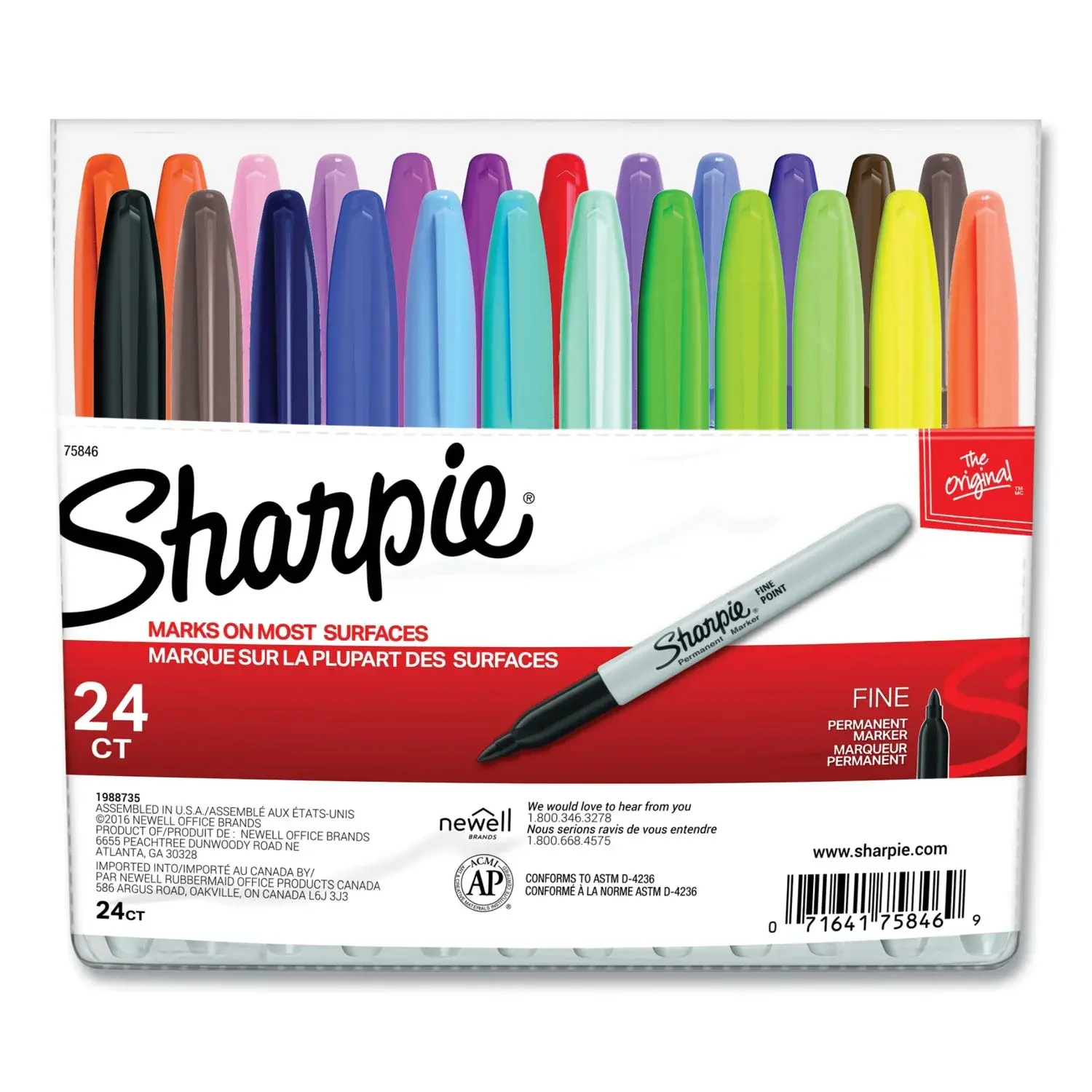 Sharpie Fine Bullet Tip Permanent Marker with Permanent Ink, Waterproof, Assorted Colors, 24-Piece Assorted Set (Office Stationery Writing Tool)