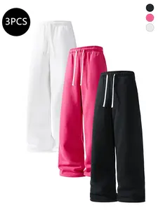3-Pack Men’s Straight-Leg Casual Pants for Spring/Autumn — Trendy, Versatile Loose Fit Athletic Pants for Fitness & Running