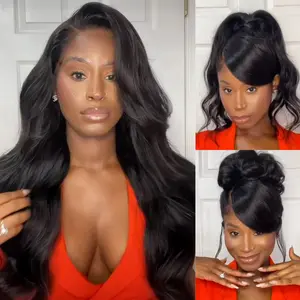 UNice Glueless Side Part Loose Wave Wig with Drawstring Pre Everything 13x4 Lace Front Human Hair Wigs Put on and Go Beginners Friendly