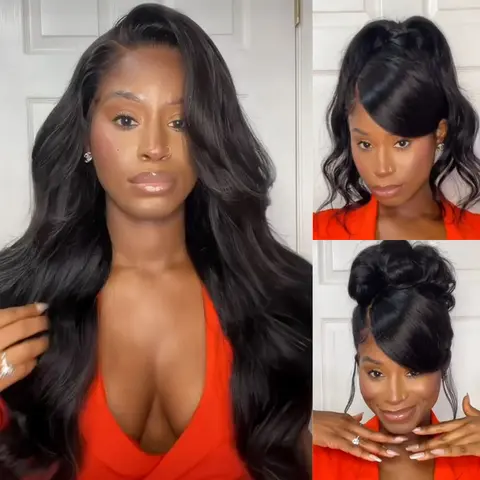 UNICE 13x4 Frontal Lace Human Natural Hair Wig for Female Wear, Glueless Loose Wave, Side Part, Invisible Drawstring, Put on and Go, Beginner-Friendly, Everyday Use Lace Front Wig