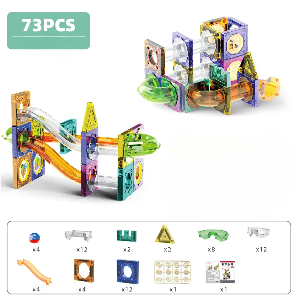 73pcs Magnet Construction Marble Run, Slide Pipeline Blocks, Building Blocks Set Playroom