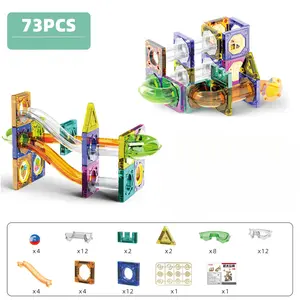 73pcs Magnet Construction Marble Run, Slide Pipeline Blocks, Building Blocks Set Playroom