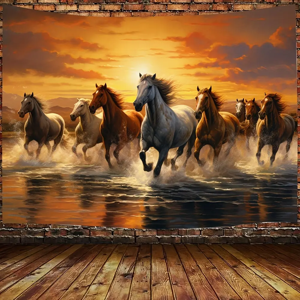 1-Piece Vibrant Horse Pattern Polyester Colorful Tapestry - Hanging Decoration Tapestry for Living Room, Bedroom - Easy Installation, Free Packaging, Ideal for Home Party Decor, Colorful Tapestries, Hanging Decoration Tapestries
