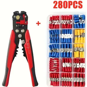 280pcs Spade Connectors with a 5 IN 1 Wire Stripper, Various Insulated Cable Connectors, Easy-To-Use Spade Terminals for Safe Electrical Wiring in Automotive And Home Projects, Solderless Crimp Connectors