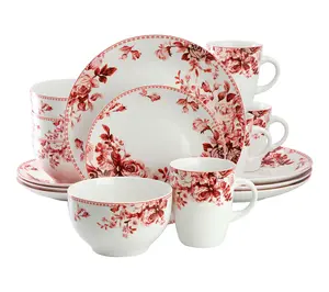 Elama Traditional Rose 16 Piece Stoneware Dinnerware Set Elama Traditional Rose 16 Piece Stoneware Dinnerware Set