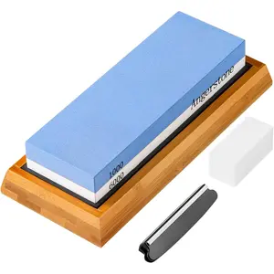Knife Sharpening Stone–Whetstone 1000/6000 Grit, Whetstone Knife Sharpener with NonSlip Base, Best Wet Stone Sharpening Kit, Angle Guide