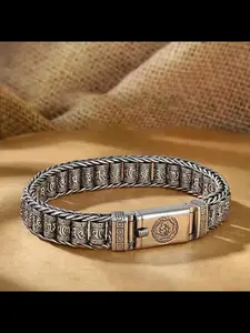 New Vintage Braided Roadrunner Prayer Wheel Silver Color Bracelet Couple Set, Retro Six-Character Mantra Men Women Hand Chain