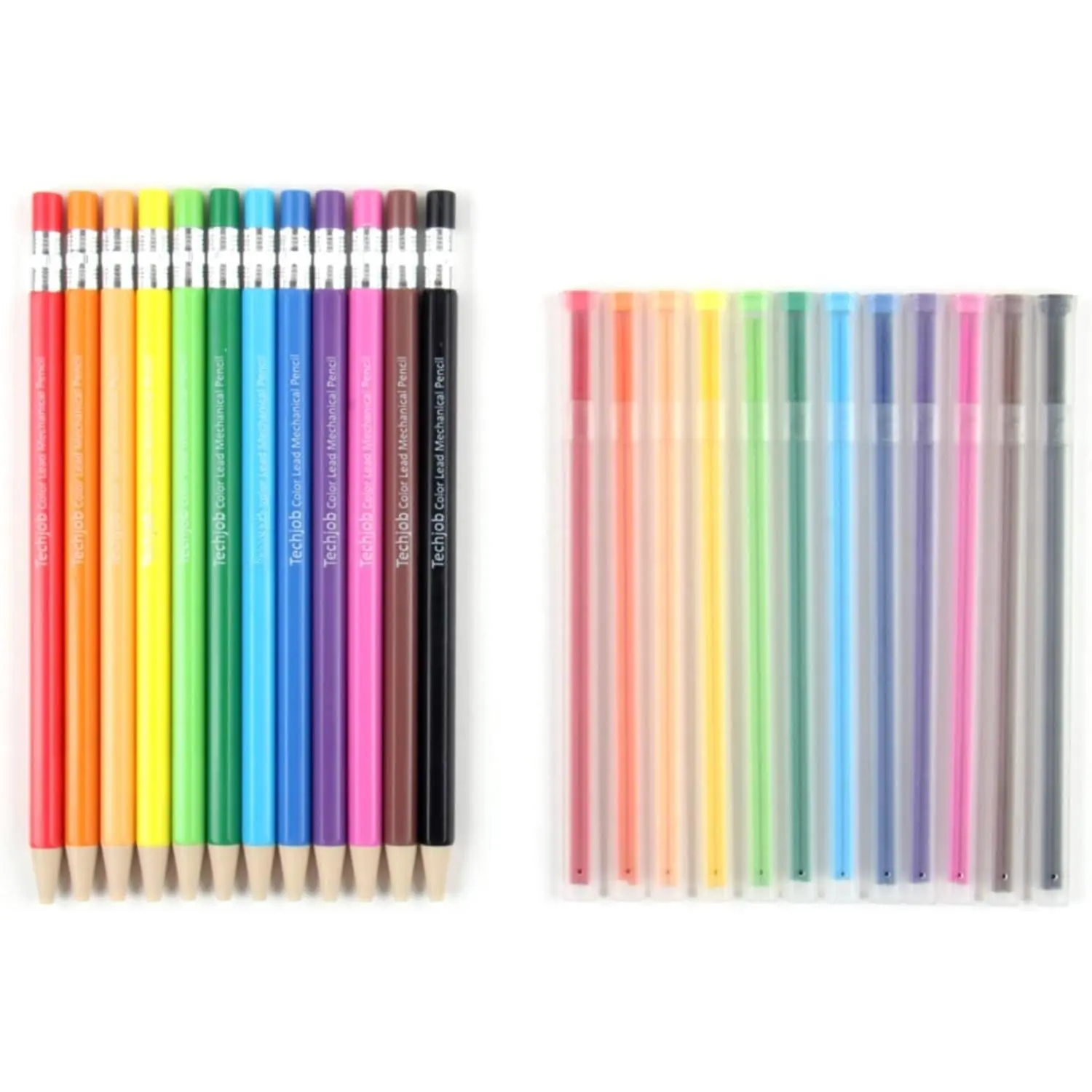 Colored Mechanical Pencil 2.6mm for Coloring and Drawing, Mechanical Colored Pencils,12pcs with extra 24 count colored leads