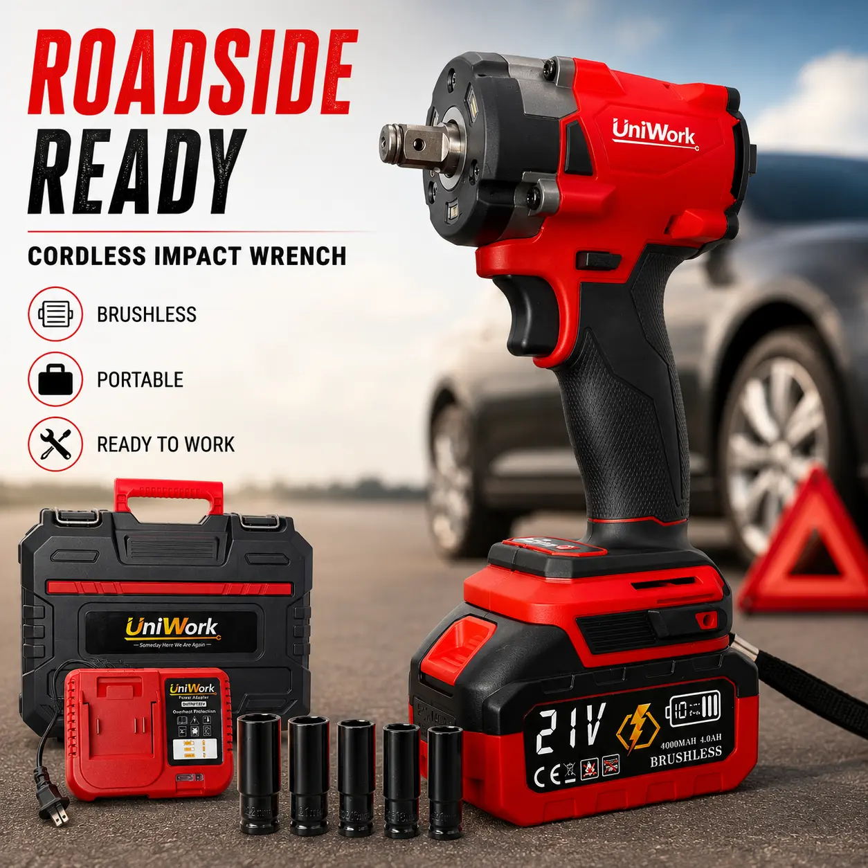 3-in-1 Cordless Impact Wrench Kit, Professional/DIY Brushless High Torque Electric Wrench Driver Set 1/2 & 1/4 Inch drive Updated Power Wrench with Complete Accessory for Tire Removal nuts & Daily Repair, CVT Maintenance, Industrial Work