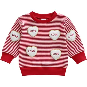 Toddler Baby Girl Boy Valentines Day Outfit Long Sleeve Letter Print Sweatshirt Shirt Infant Spring Clothes