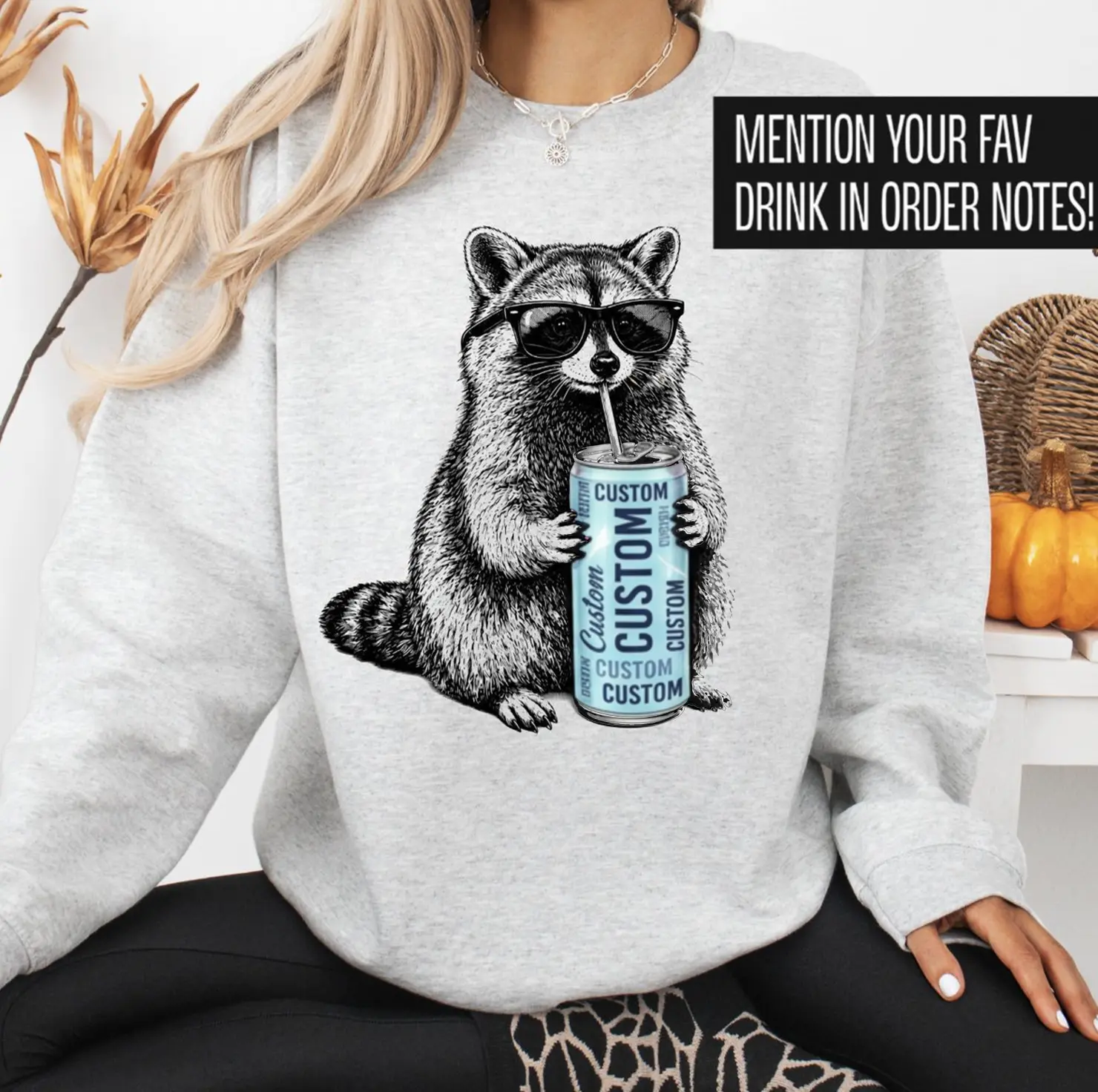 Custom Fall Rocco Drink Sweatshirt or T-Shirt, DTG Printed