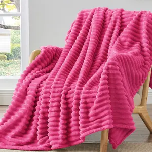 BEDELITE Fleece Cozy Blanket 300GSM Soft Warm Fluffy 3D Stripe Texture Microfiber Polyester Throw Twin Queen King Sizes Decorative Valentine's Day gift Giftable