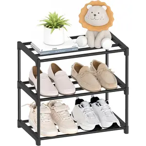 3 Tier Small Shoe Rack, Narrow Stackable Shoe Shelf for   Adult, Lightweight Shoe Rack Stand for Closet Dorm Storage Organizer, Front Door Entrance, Entryway