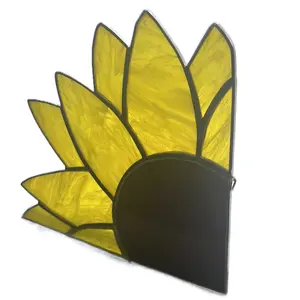 Large Corner Sunflower Stained Glass Decor