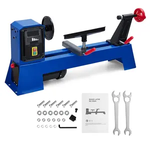 400W Wood Lathe with 4 Speeds (890/1260/1760/2600 RPM), 14 in x 20 in Benchtop Wood Lathe Machine 0.5 HP Infinitely Variable Speed, Wood Turning Lathe Machine with Wrench & 2 Chisels for Woodworking, Woodturning