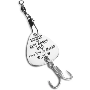 Bonus Dad Fathers Day  - Hooked  Bonus Dad Fishing Lure - Fathers Day  for Step Dad  Idea Bonus Dad  from Son,Fishing Lure  for Step Dad