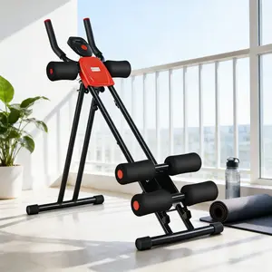 Dual Track Adjustable Ab Trainer Machine with LCD Monitor Core and Waist Shaper at Home Gym Foldable Exercise Machine for Abs Arm Leg Buttocks Shaper