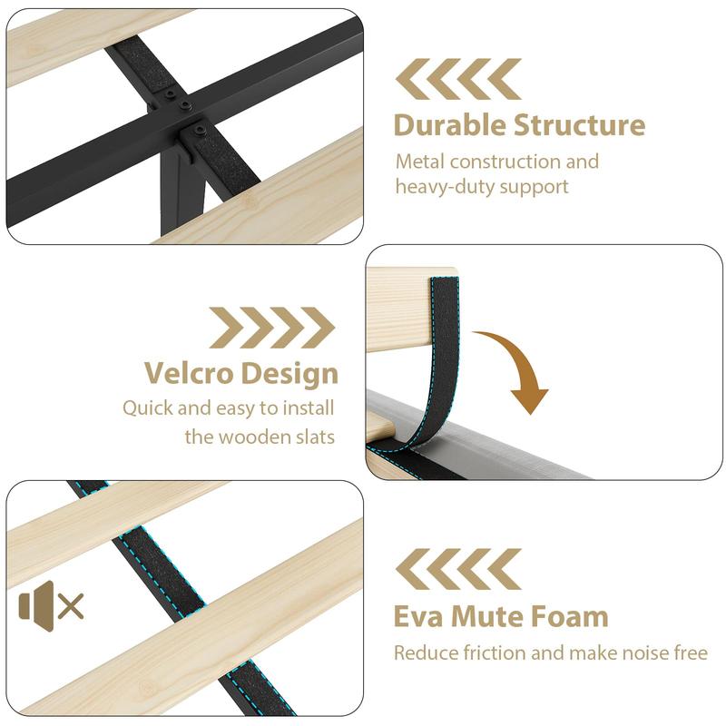 King Size Platform Bed Frame with 50.2" Tall Headboard, Velvet Upholstered Bed Frame King with Vertical Channel Tufted Headboard & Footboard, Nailhead Trim, No Box Spring Needed