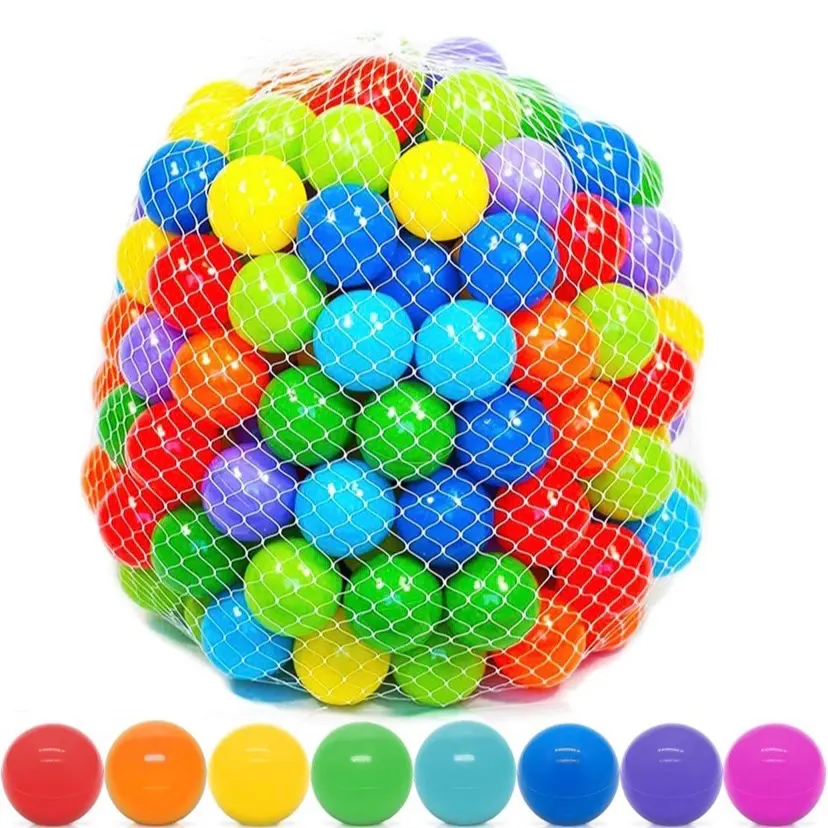 Plastic Soft Mini Ball Pit Balls - 50 Count, 8 Colours, Soft and Flexible Design