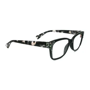 Madison Square, (Bling) Reading Glasses 4 Women W (Black Diamond, Hematite)Genuine European Crystals.+1.5..+3  NY Fifth Avenue (Wide frame)