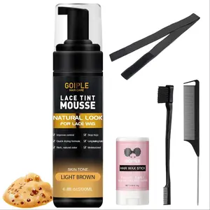 6.8 fl oz Lace Tint Melting Hair Mousse for Women Wigs Tool Set Toupees and Hairpieces Natural Finishing Lace Color (Light Brown) rat tail comb Brush Care Multi-Purpose