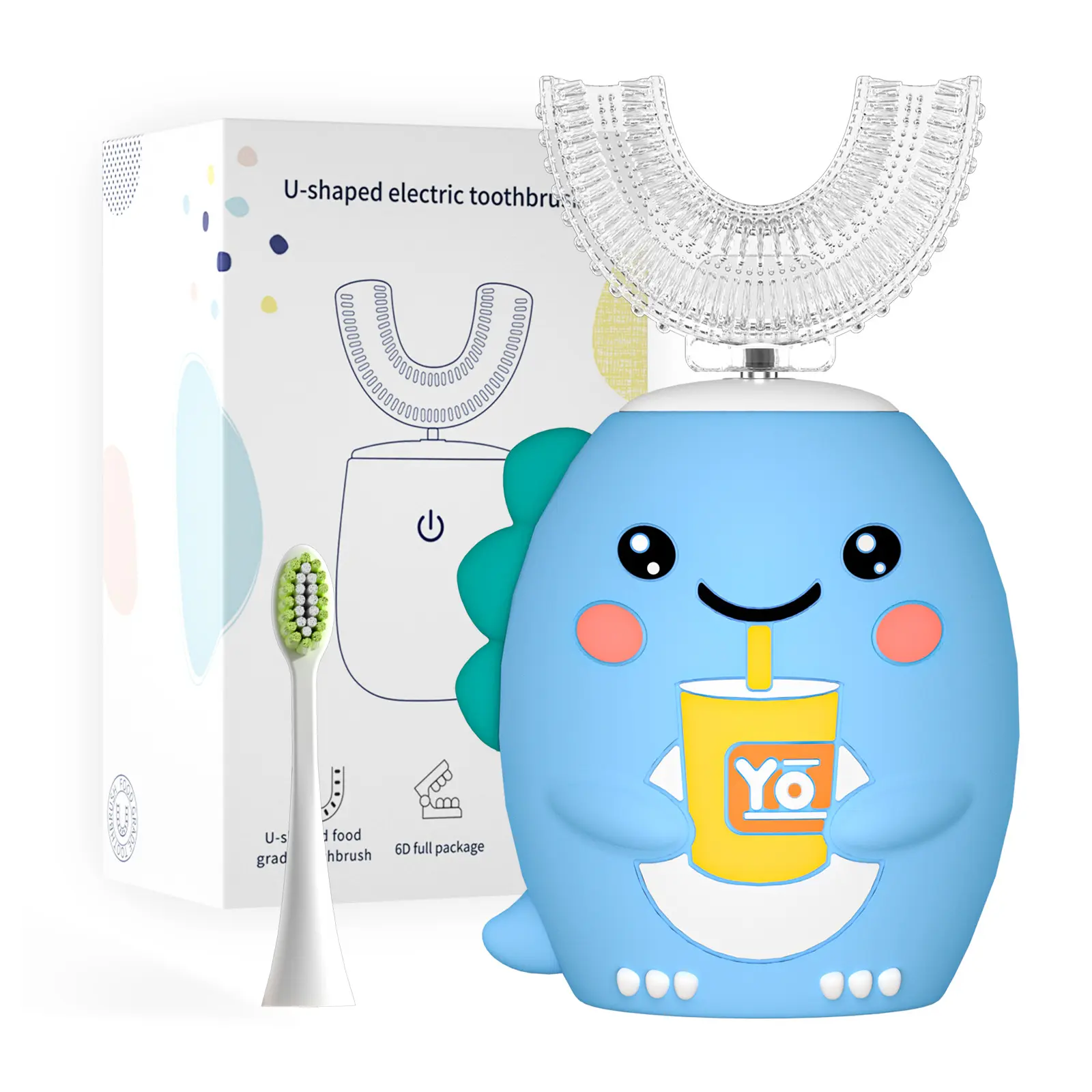 Kids Electric U Shaped Toothbrush Unicorn Rechargeable sonic Toothbrush with Pack Kids Toothpaste Bundle, Waterproof Cleansing Oral