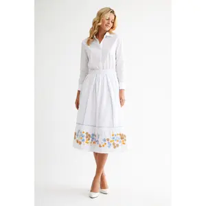 Wynne Cotton Poplin Skirt with Embroidery & Sparkles