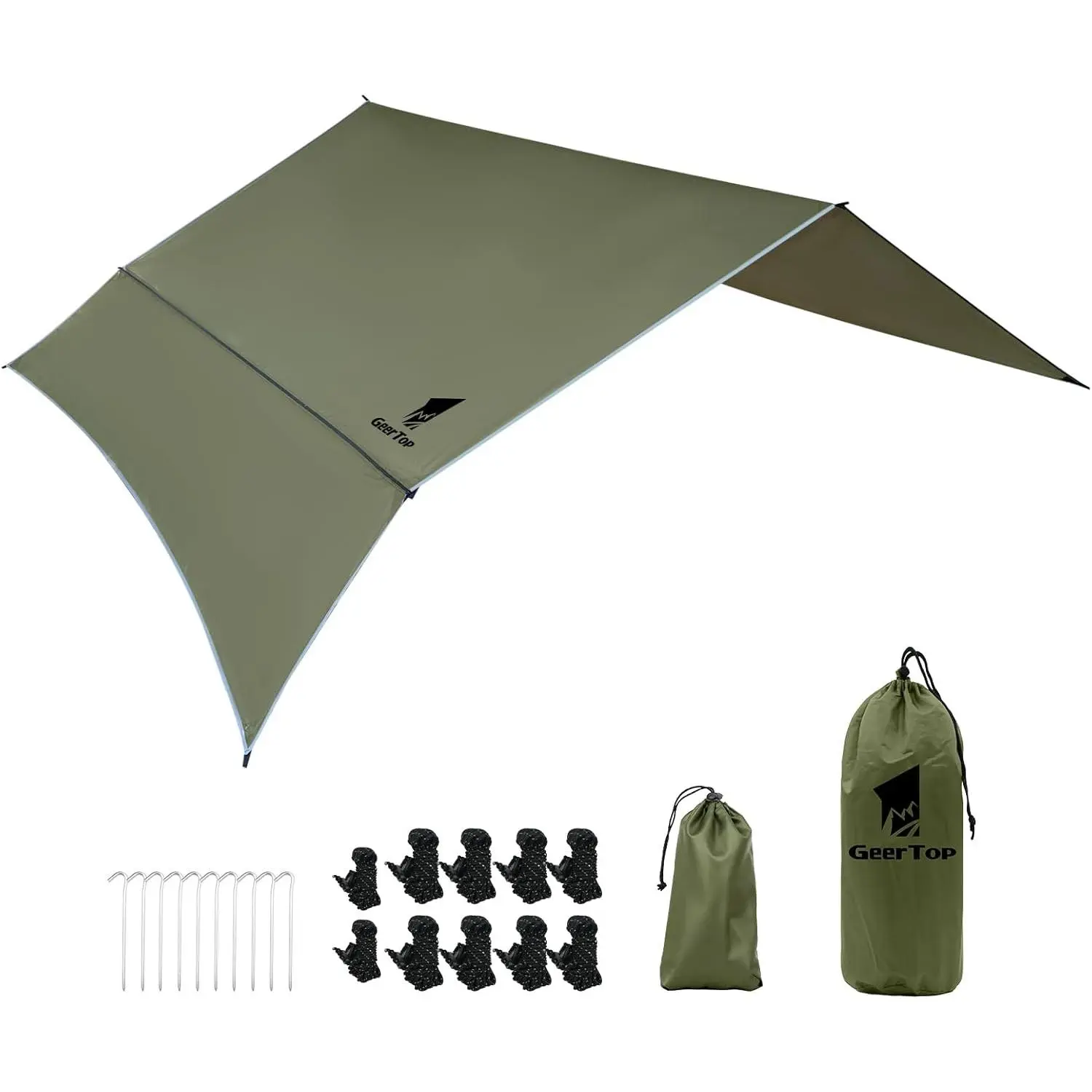 GEERTOP Waterproof Hammock Tarp Ultralight Backpacking Shelter with Detachable Side Wall - Outdoor Camping Survival Sun Shade Awning
