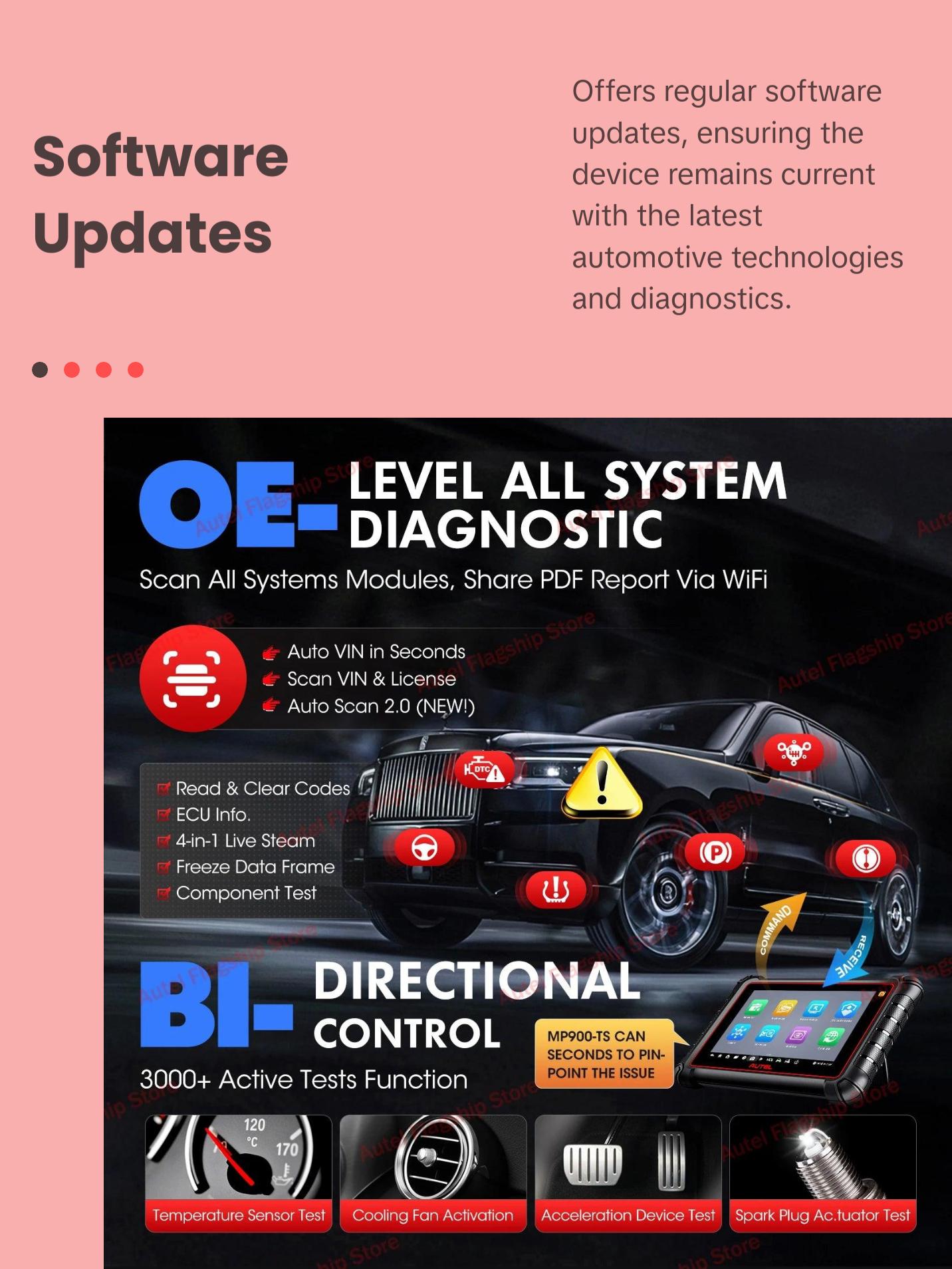 Autel MaxiPRO MP900-TS Auto TPMS Diagnostic Tools Car OBD2 Scanner Programming ECU Coding Active Test CAN FD/DoIP PK MP808BT