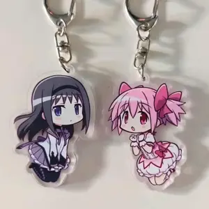 Anime Puella Magi Madoka Magica Keychain, Kaname - Akemi Character Keychain - Cute Acrylic Cartoon Keychain, Funny Meme Character Charm for Keys, Bags, Backpack, Durable Gift for Fans & Collectors