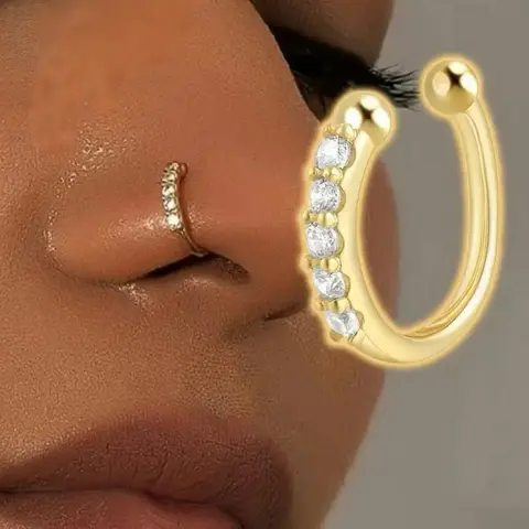Bohemian Style Sexy Fake Nose Ring, Nose Piercing Jewelry, Body Jewelry, Body Jewellery, Fashion Hip Hop Accessory, Unisex Jewelry, Silver Color, Sliver Plated Gold Setting Material