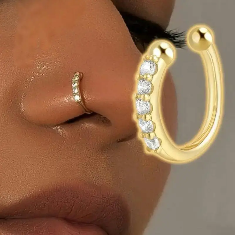Bohemian Style Sexy Fake Nose Ring, Nose Piercing Jewelry, Body Jewelry, Body Jewellery, Fashion Hip Hop Accessory, Unisex Jewelry, Silver Color, Sliver Plated Gold Setting Material