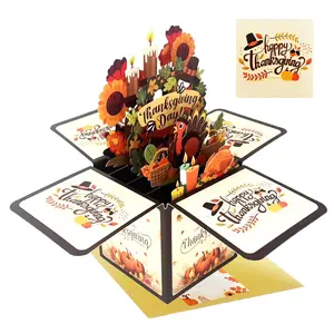 Thanksgiving Greeting Cards - 3D Handmade Happy 3D Thanksgiving Greeting Cards, Suitable for Students, Employees, and Families (Turkey, Pumpkin, Maple Leaf)