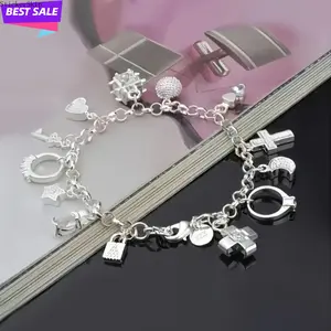 2026 925 Sterling Silver Charm Bracelet for Women – Heart & Key Pendant Layered Bracelet, Dainty Shiny Jewelry, Hypoallergenic Trendy Wrist Accessory for Daily Wear, Date Night & Gift